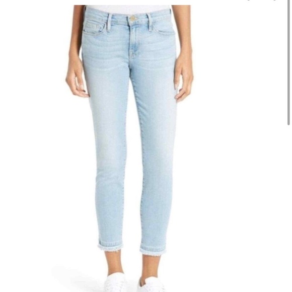 FRAME Denim Le Skinny De Jeanne Crop Skinny Jeans Jerome Raw Hem Size 28 - Picture 1 of 11